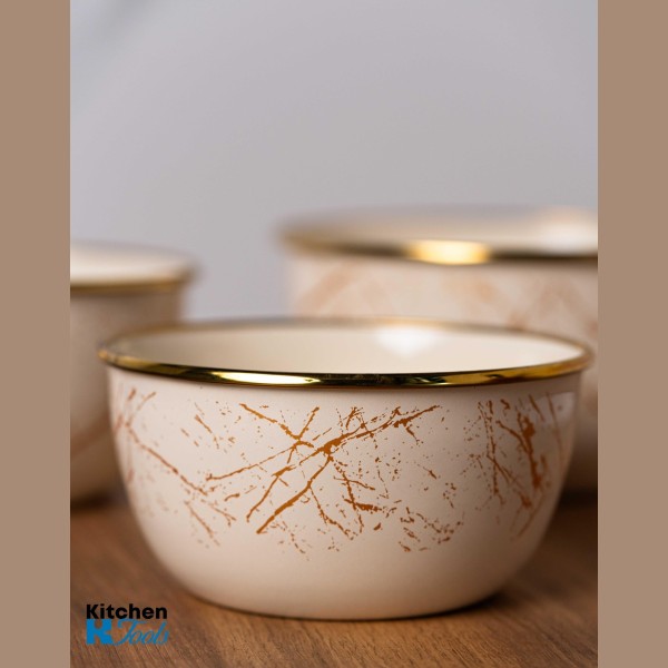 Емайлирана купа за съхранение/готвене, 18x9.5 см, вместимост 2 литра, хромиран ръб, Goldmann, бежово