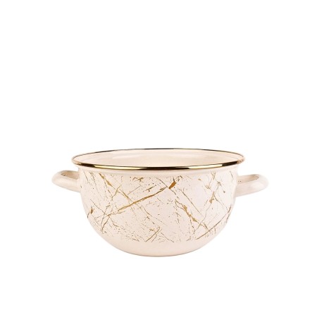 Емайлирана купа с емайлирани дръжки, БЕЖОВА 24X24СМ, 5Л