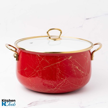 Емайлирана тенджера 18x12 см, 3 л, златни дръжки