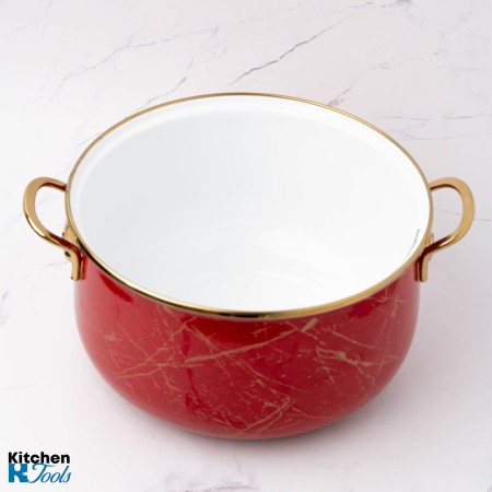 Емайлирана тенджера 18x12 см, 3 л, златни дръжки