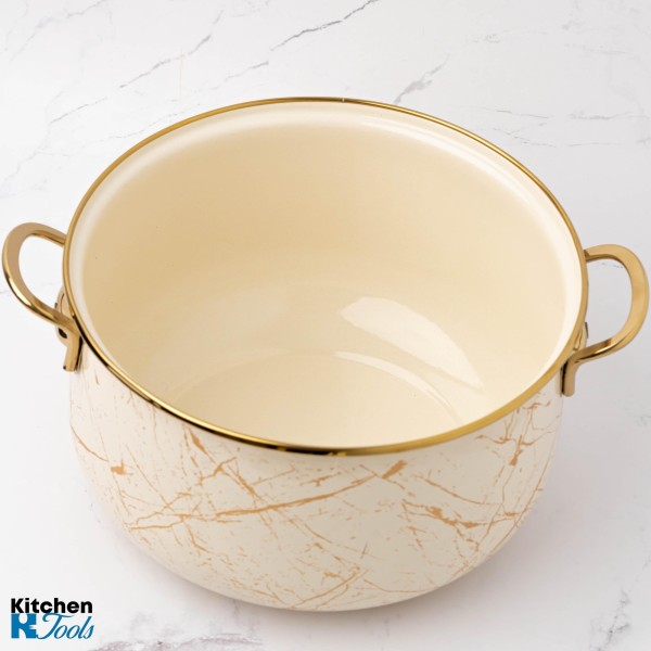 Емайлирана тенджера с титанови дръжки, 4 литра