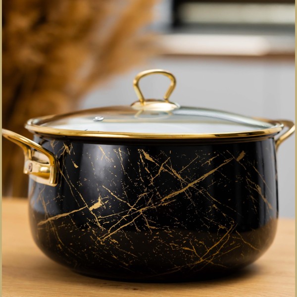 Емайлирана тенджера Goldmann, 4 литра, черна