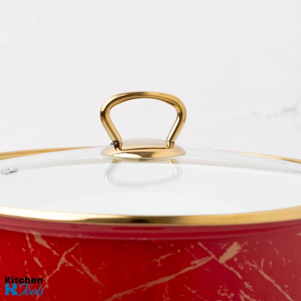 Емайлирана тенджера Goldmann, 5 литра, червена