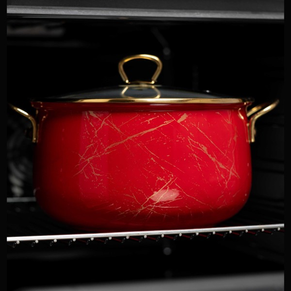 Емайлирана тенджера Goldmann, 5 литра, червена