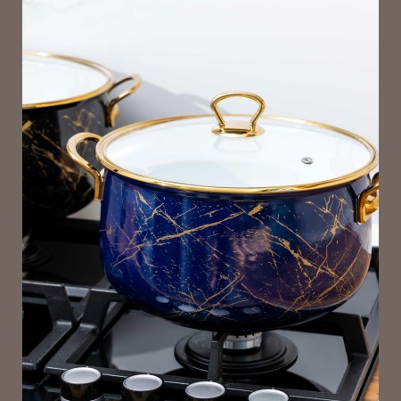 Емайлирана тенджера 6,2L с титанови дръжки