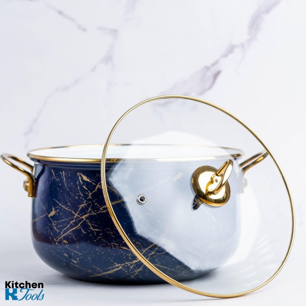 Емайлирана тенджера 6,2L с титанови дръжки