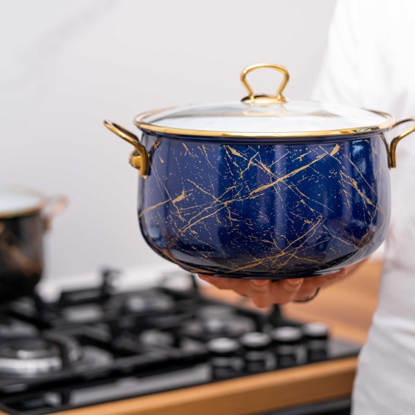 Емайлирана тенджера 6,2L с титанови дръжки