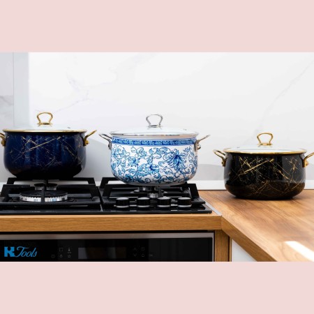 Емайлирана тенджера 6,2L с титанови дръжки