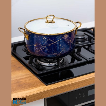 Емайлирана тенджера 6,2L с титанови дръжки