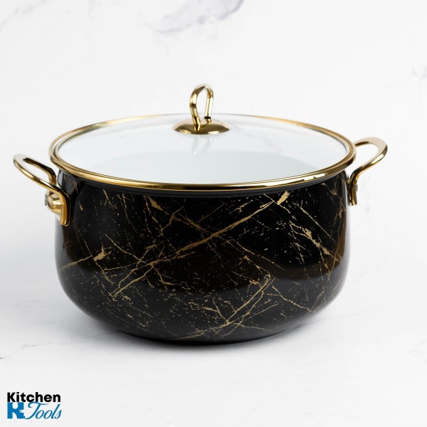 Емайлирана тенджера Goldmann, 8.5L, черна