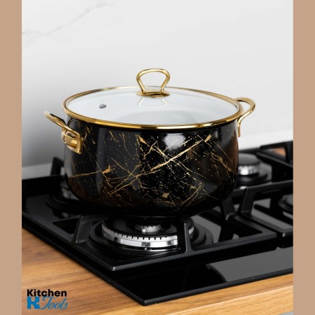 Емайлирана тенджера Goldmann, 8.5L, черна