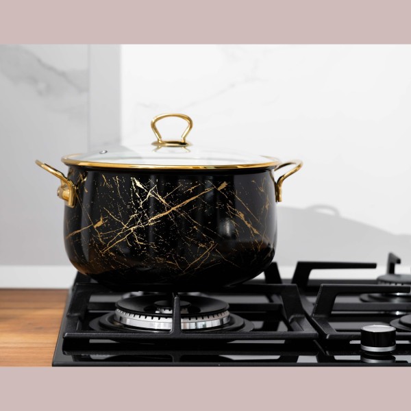 Емайлирана тенджера Goldmann, 8.5L, черна