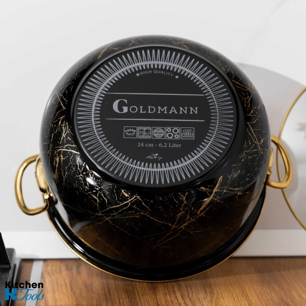 Емайлирана тенджера Goldmann, 8.5L, черна
