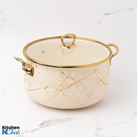 Емайлирана тенджера 28х17 см, 10.5 л с титанови дръжки