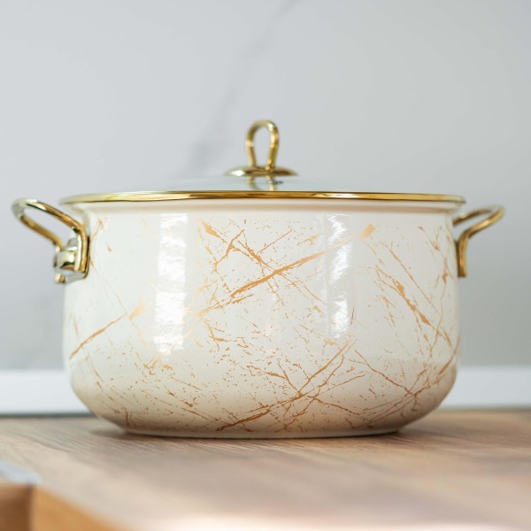 Емайлирана тенджера 28х17 см, 10.5 л с титанови дръжки