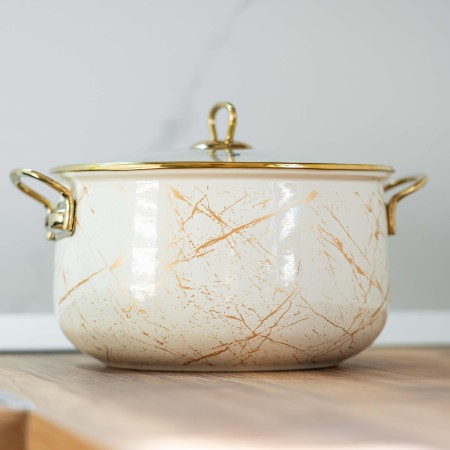 Емайлирана тенджера 28х17 см, 10.5 л с титанови дръжки