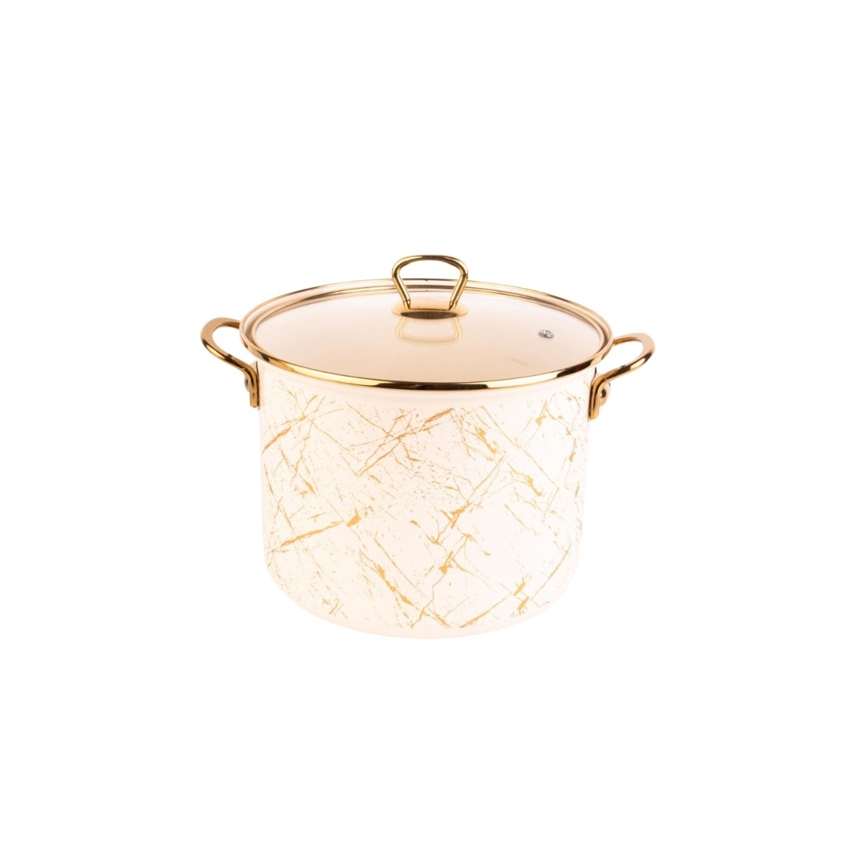 Емайлирана тенджера със стъклен капак, 22 x 18 см, 6 л, титаниеви дръжки, включително индукционна, Goldmann, бежова