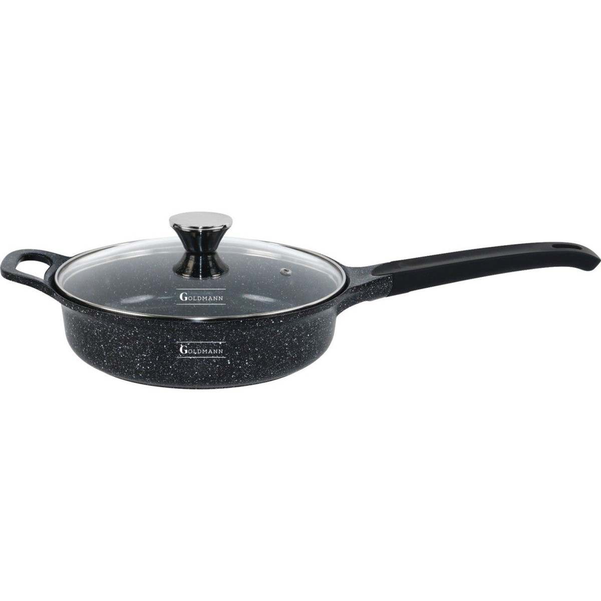 Тиган с незалепващо покритие, 24x7 см 2.4 л, керамично покритие, мека дръжка, Goldamnn, мраморен