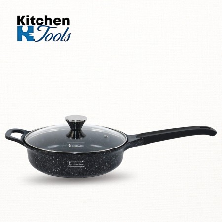 Тиган с незалепващо покритие, 24x7 см 2.4 л, керамично покритие, мека дръжка, Goldamnn, мраморен