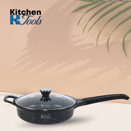 Тиган с незалепващо покритие, 24x7 см 2.4 л, керамично покритие, мека дръжка, Goldamnn, мраморен
