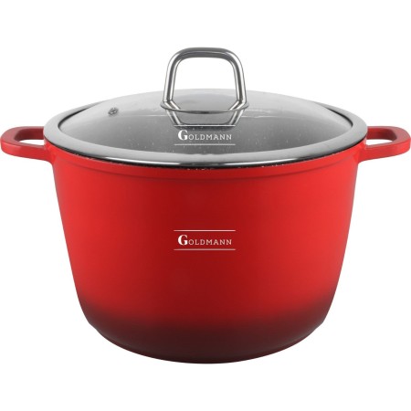 ЧЕРВЕНА Мраморна незалепваща тенджера, 24x16.5 см, 6.2 литра, Goldmann, термоустойчив капак