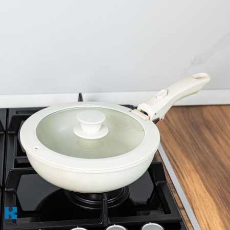 Комплект съдове за готвене Goldmann GM-1005, 1.9 л/3.5 л/3.9 л, 5 части, мраморна вътрешност, подвижна дръжка