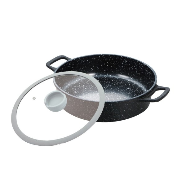 Тенджера 28 см, алуминий, стъклен капак