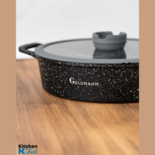 Тенджера 28 см, алуминий, стъклен капак