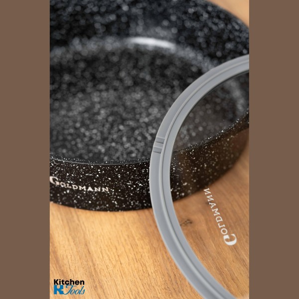 Тенджера 28 см, алуминий, стъклен капак