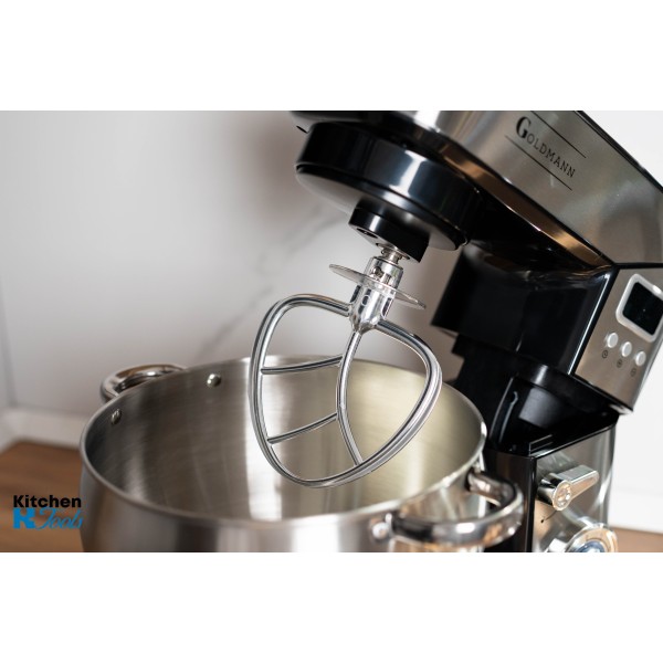 Планетарен миксер, 2800 W, 10 л купа от неръждаема стомана, 5 аксесоара, 6 скорости, таймер/хронометър, GOLDMANN, сив