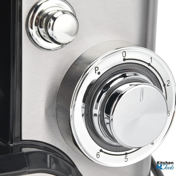 Планетарен миксер, 2800 W, 10 л купа от неръждаема стомана, 5 аксесоара, 6 скорости, таймер/хронометър, GOLDMANN, сив