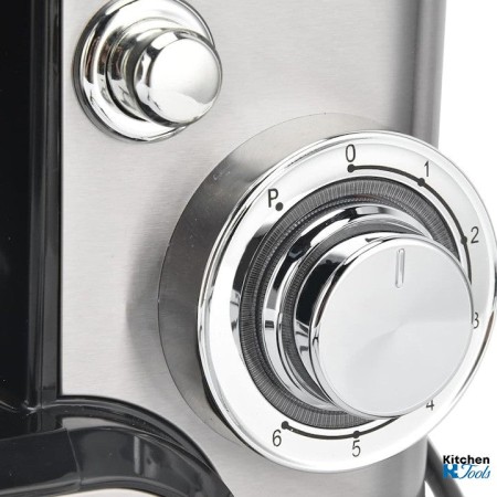 Планетарен миксер, 2800 W, 10 л купа от неръждаема стомана, 5 аксесоара, 6 скорости, таймер/хронометър, GOLDMANN, сив