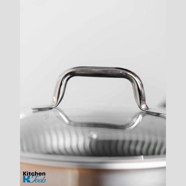 Хибриден уок тиган FUSIONHEX PRO II, 24x5 см, с капак, против надраскване, незалепващо покритие, неразрушима стомана