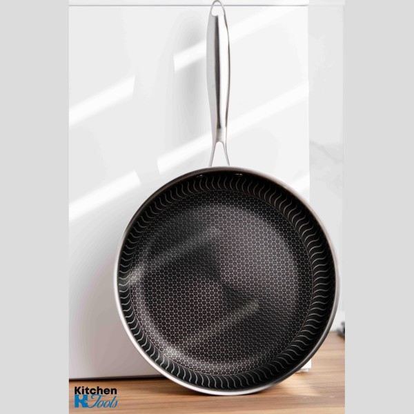 Хибриден уок тиган FUSIONHEX PRO II, 24x5 см, с капак, против надраскване, незалепващо покритие, неразрушима стомана