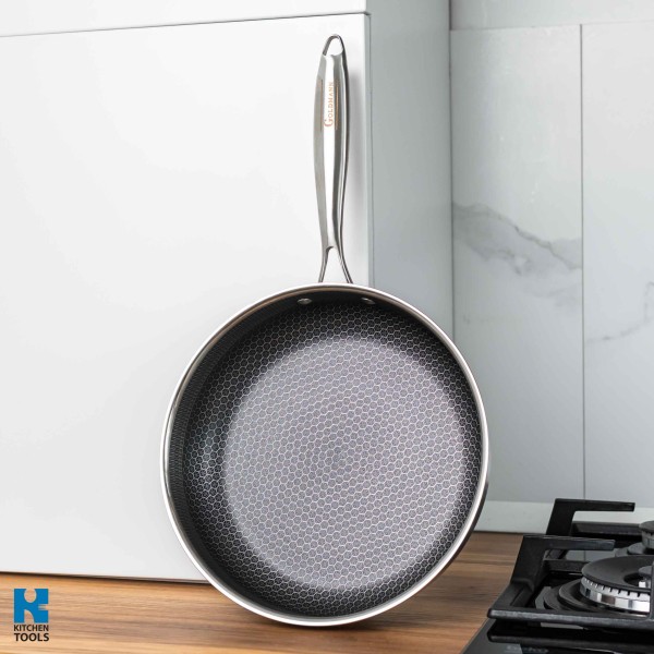 Хибриден дълбок тиган FUSIONHEX PRO, 24x6 см, стъклен капак, незалепващо покритие, неръждаема стомана 18/10, Goldmann