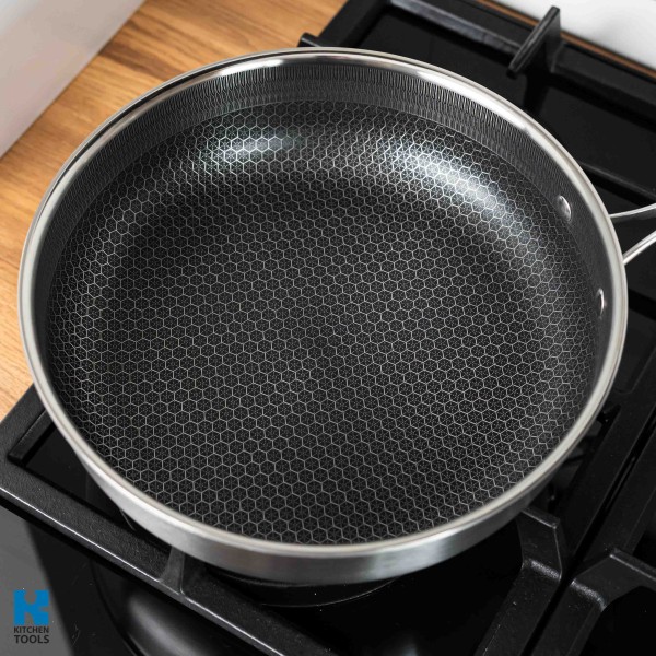 Хибриден дълбок тиган FUSIONHEX PRO, 26x6.5 см, незалепващо покритие, неръждаема стомана 18/10, Goldmann