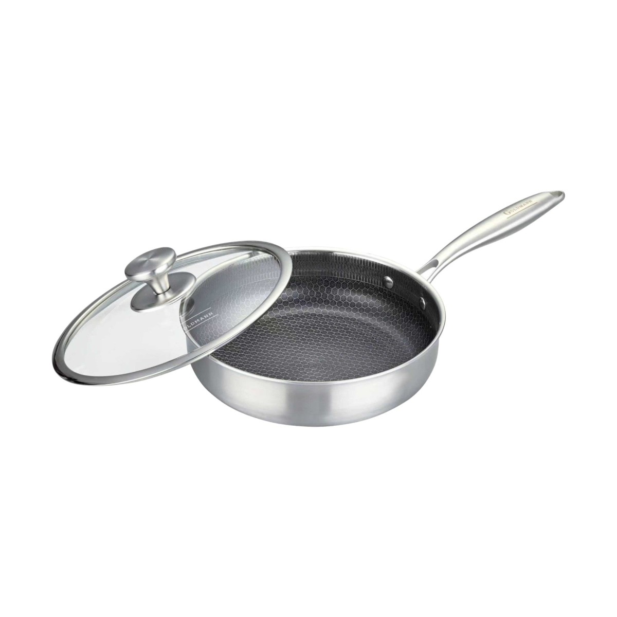 Хибриден дълбок тиган FUSIONHEX PRO, 28x7 см, незалепващо покритие, неръждаема стомана 18/10, Goldmann