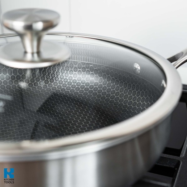 Хибриден дълбок тиган FUSIONHEX PRO, 28x7 см, незалепващо покритие, неръждаема стомана 18/10, Goldmann