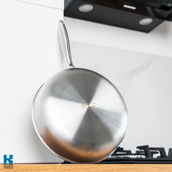 Хибриден дълбок тиган FUSIONHEX PRO, 28x7 см, незалепващо покритие, неръждаема стомана 18/10, Goldmann