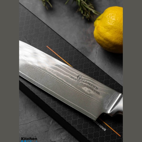 Професионален Сантоку Нож от Дамаск, 17.8см