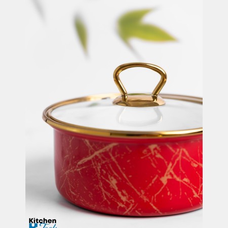 Емайлирана тенджера Goldmann - червена, 2 литра