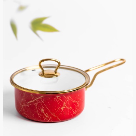 Емайлирана тенджера Goldmann - червена, 2 литра