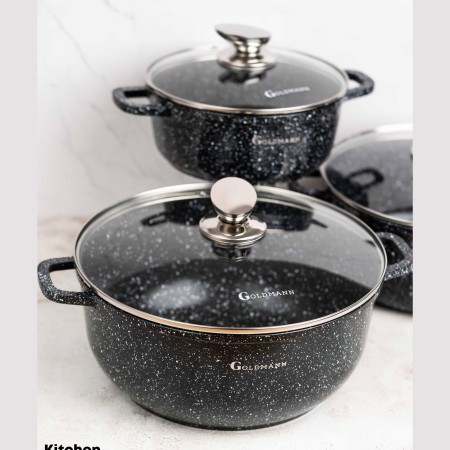 Комплект от 8 тенджери и тиган с гранитно покритие