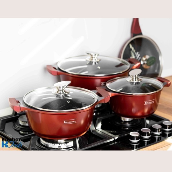 Мраморен комплект тенджери и тигани Goldmann