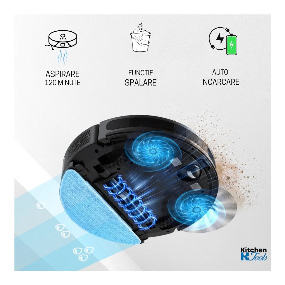 Прахосмукачка робот Oliver Voltz OV51004A, 4400mAh, 600 мл, До 200 m2, Wi-Fi, Tuya Smart, Жироскоп, Черен