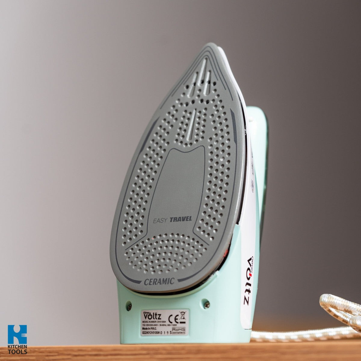 Ютия за пътуване, 1100W, 55 ml, Сгъваема, Защита от прегряване, Oliver Voltz, Тюркоазено/бяло