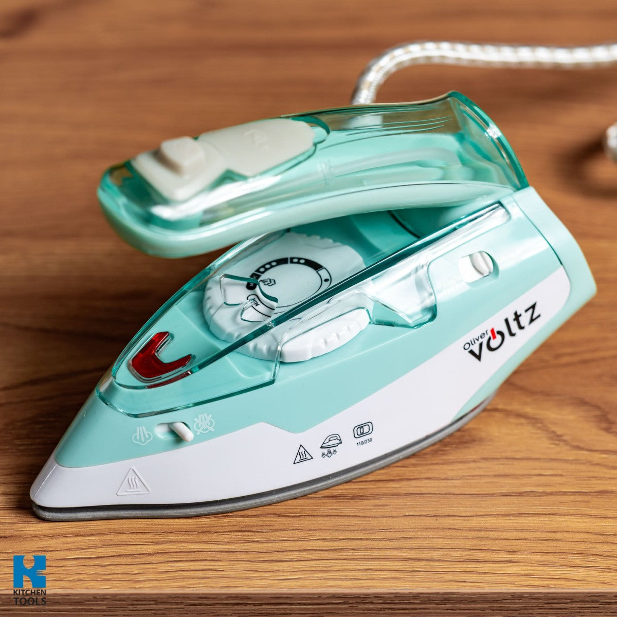 Ютия за пътуване, 1100W, 55 ml, Сгъваема, Защита от прегряване, Oliver Voltz, Тюркоазено/бяло