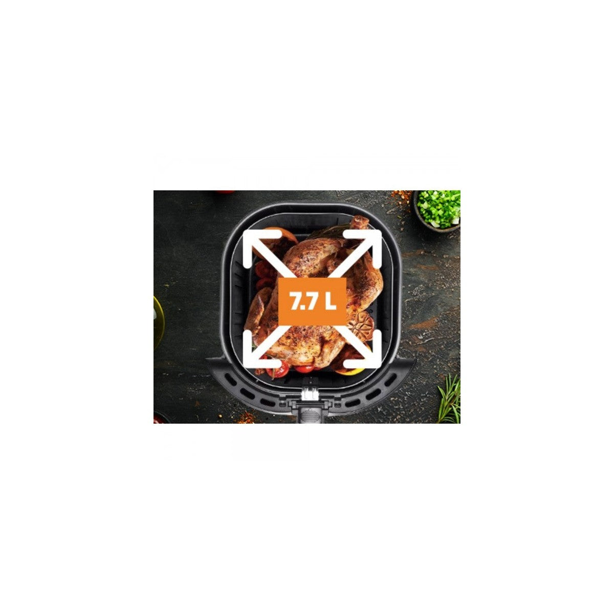 Airfryer 8 в 1, 1800W, 7.7 литра, 80°C - 200°C, 60 мин. таймер, LED екран, 8 програми, Oliver Voltz, черен