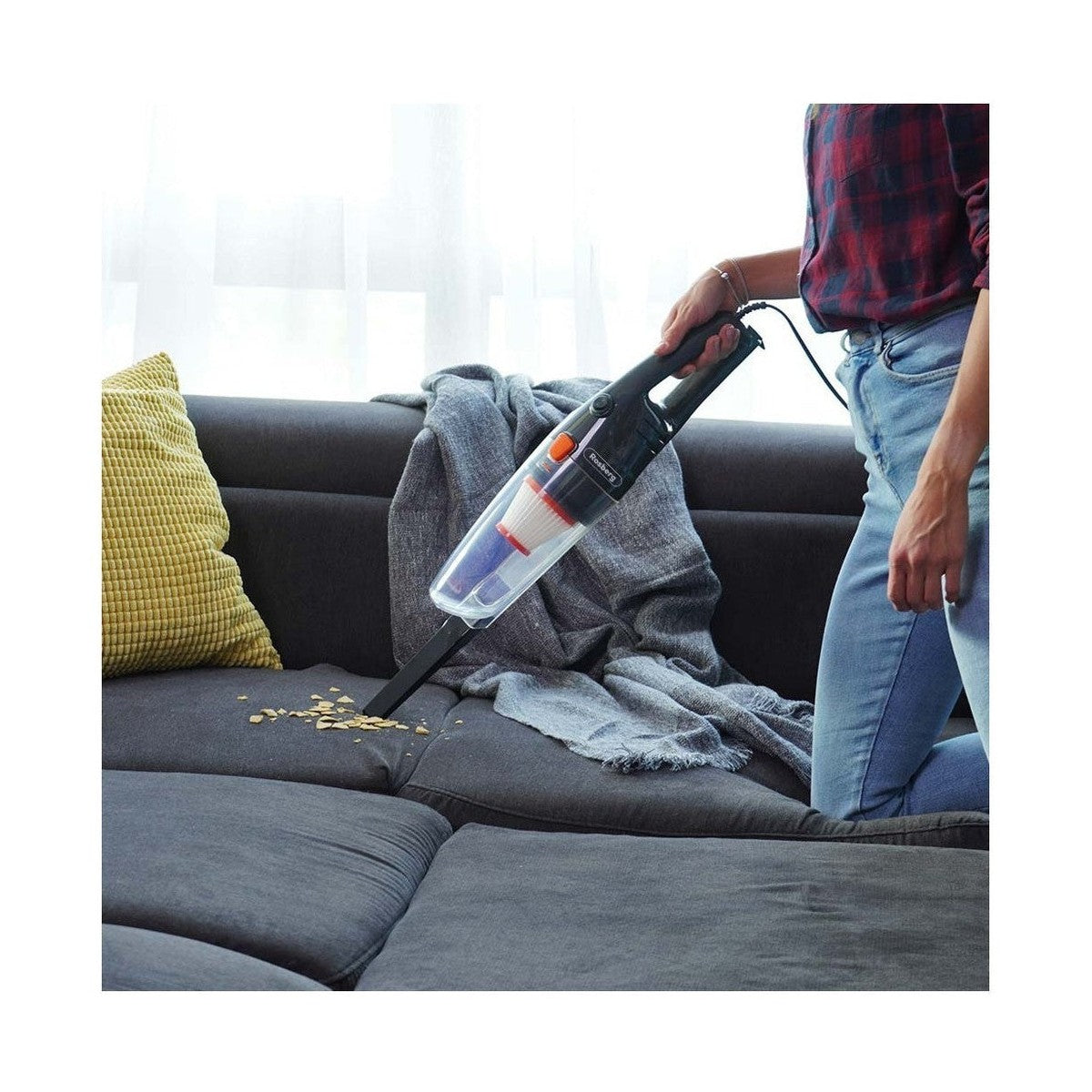 ВЕРТИКАЛНА ПРАХОСМУКАЧКА 2 В 1 Rosberg, 600W, 800 ml, HEPA филтър, циклонна система, черна, без торба