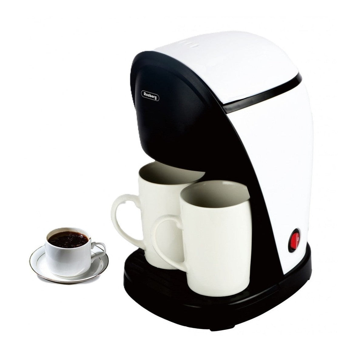 Електрическа еспресо машина, капацитет 250 ml, 450 W, найлонов филтър, 2 чаши x 125 ml, Rosberg, черен